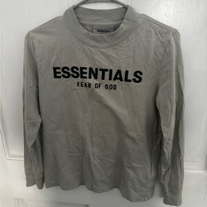 Fear of God Essentials Long Sleeve Shirt, Grey/Taupe, Children’s Sz 8